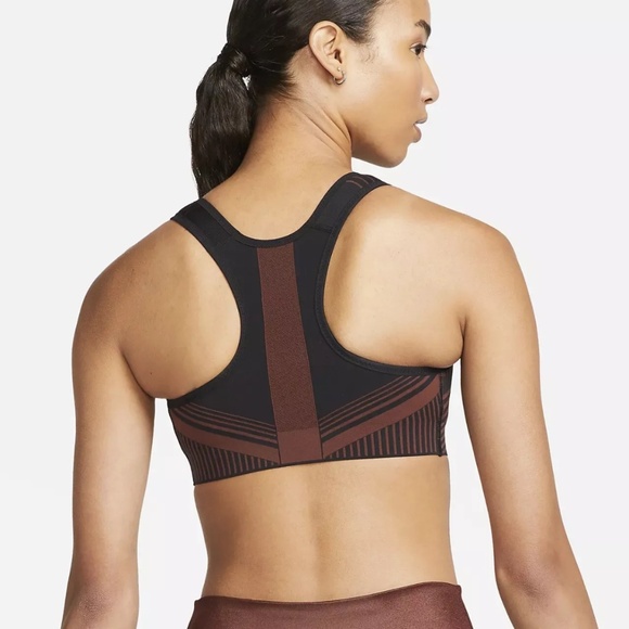 Nike FE/NOM Flyknit Sports Bra in Orange/Brown & Black - Picture 2 of 7